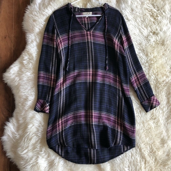 Cloth & Stone Versify Plaid Tunic Dress Top XS - Picture 1 of 10